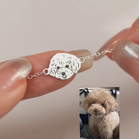 【カスタマイズ】925ペット写真・犬猫の顔を刻印したブレスレット