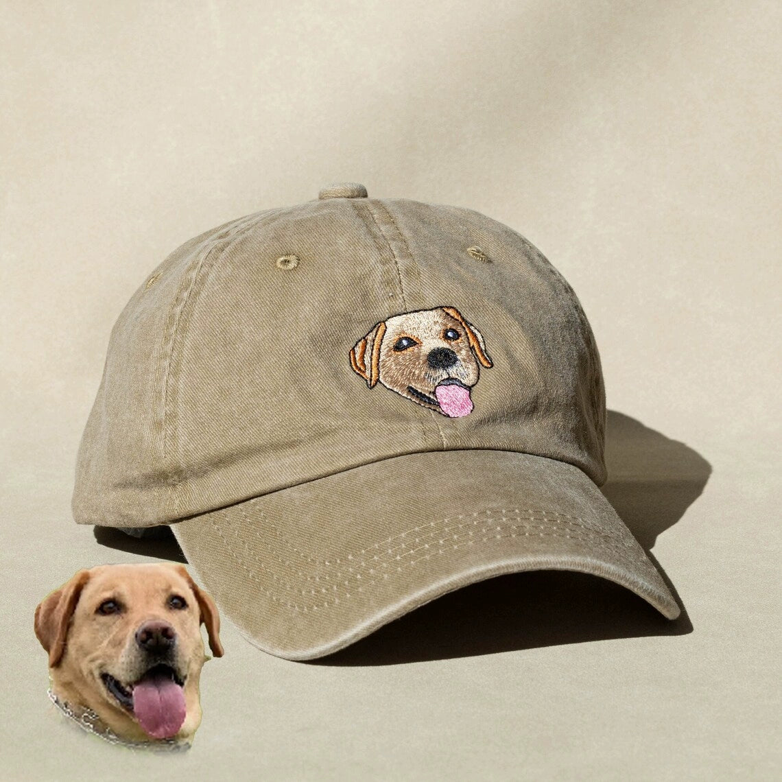 【カスタマイズ】オリジナル刺繍猫・犬の顔入りキャップ